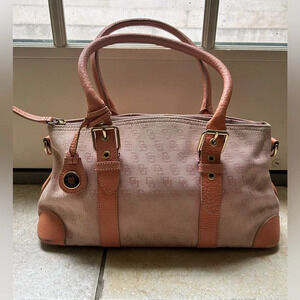 Dooney & Bourke Signature Satchel Handbag Purse Light Pink Leather Trim